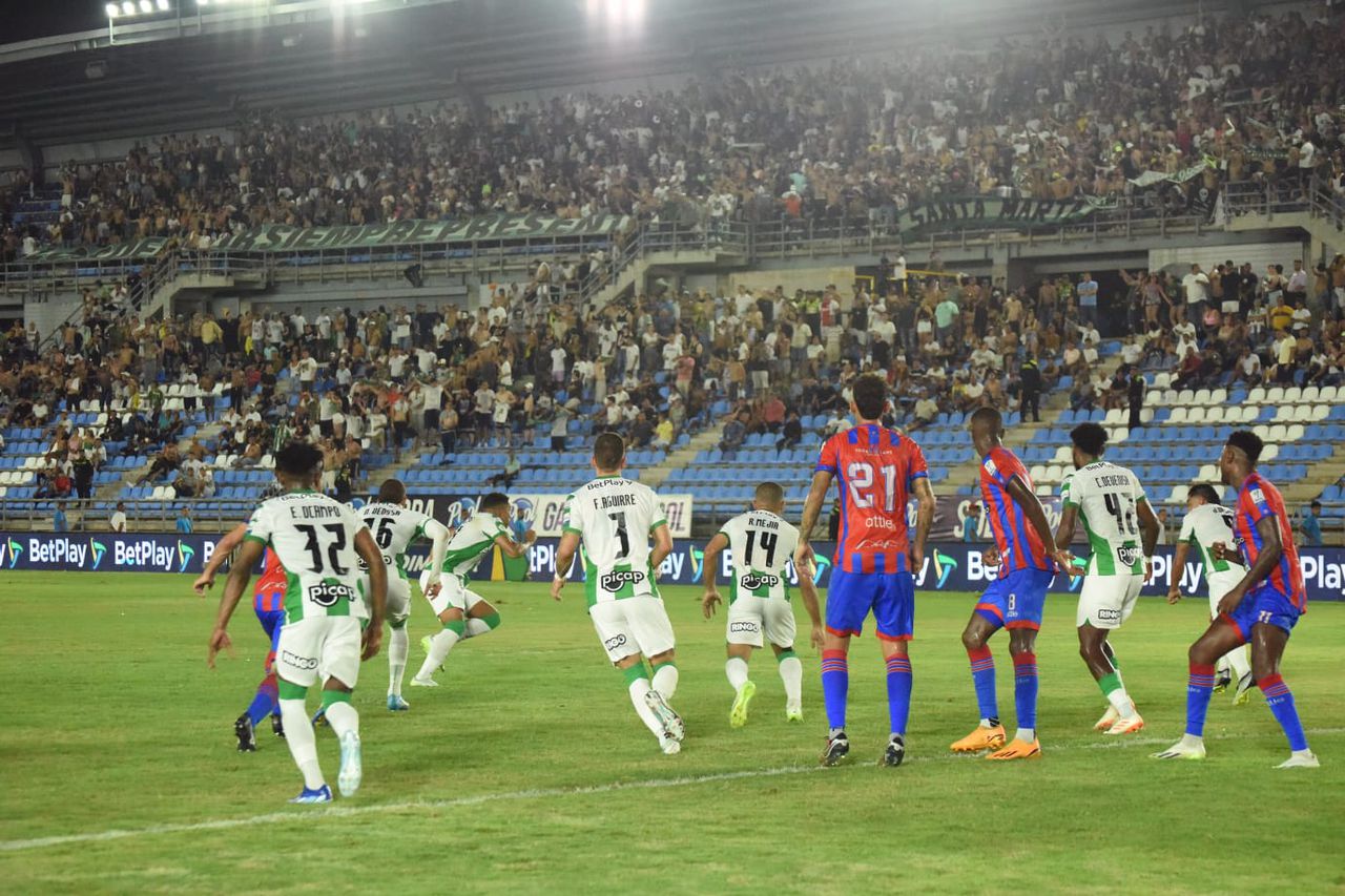 Imagen del partido entre Unión Magdalena y Atlético Nacional por el segundo semestre de la Liga colombiana del 2023.