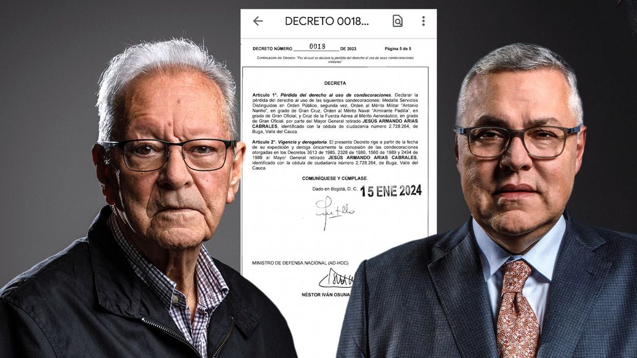 En un decreto firmado por el ministro de Justicia, Néstor Osuna, le quitaron todas las condecoraciones al general en retiro Jesús Armando Arias Cabrales.