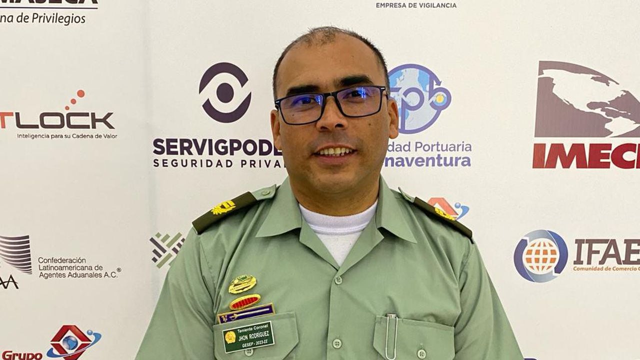 Teniente coronel Jhon Rodríguez Herrera, jefe del área de puertos y aeropuertos de la Dirección Antinarcóticos de Policía, quien fue uno de los invitados al VII Foro Internacional de Seguridad que se realizó recientemente en Cali.