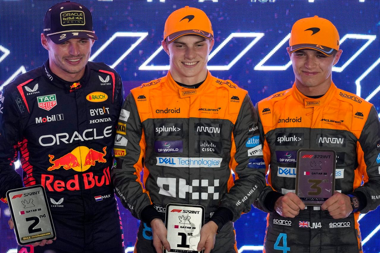 Oscar Piastri, Max Verstappen y Lando Norris, el podio del sprint del GP de Catar 2023