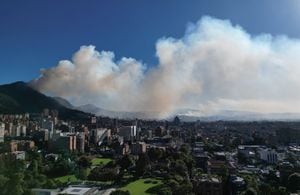 Incendio  forestal en los cerros orientales  de Bogotá.