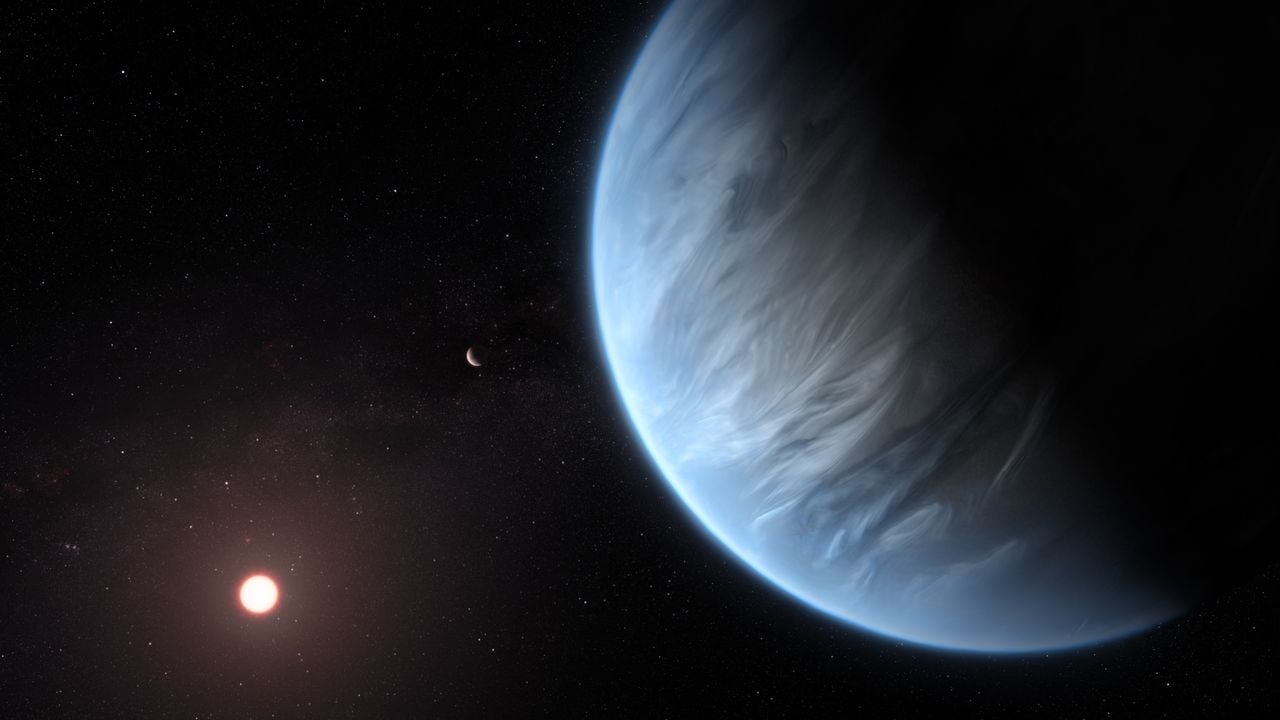 La Súper Tierra K2-18b, el único exoplaneta  que se sabe que alberga agua y temperaturas que podrían albergar vida.