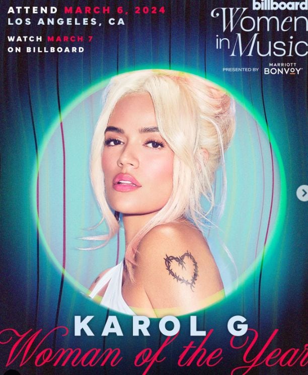 Karol G fue nombrada como la mujer del año 2024 por Billboard.