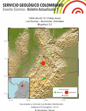 Boletín informativo del temblor en Los Santos - Santander