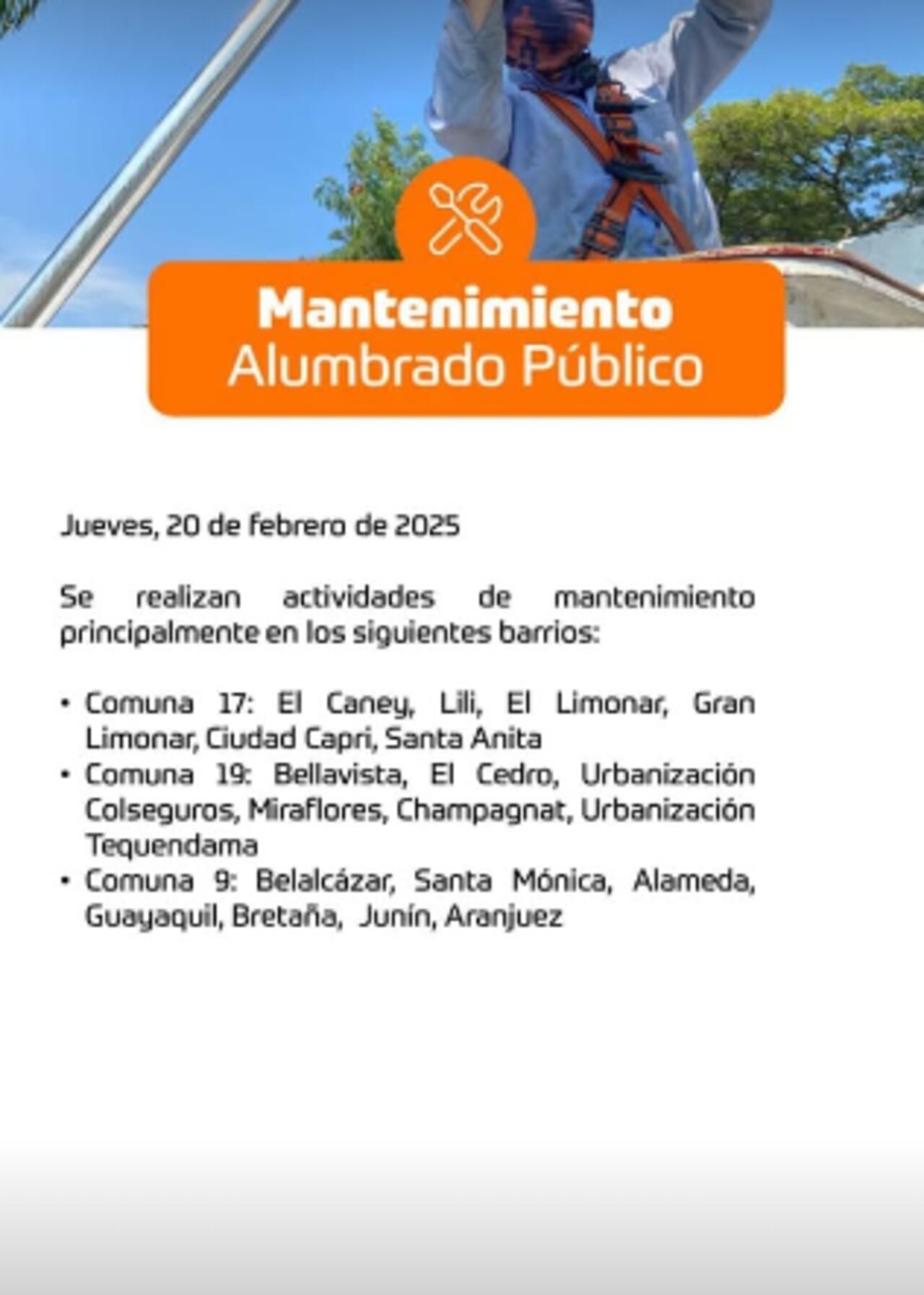 Mantenimiento de alumbrado público