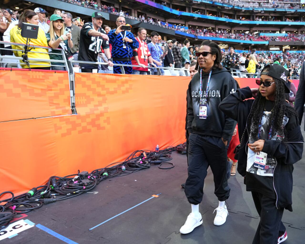 Jay-Z y Blue Ivy en el Super Bowl.