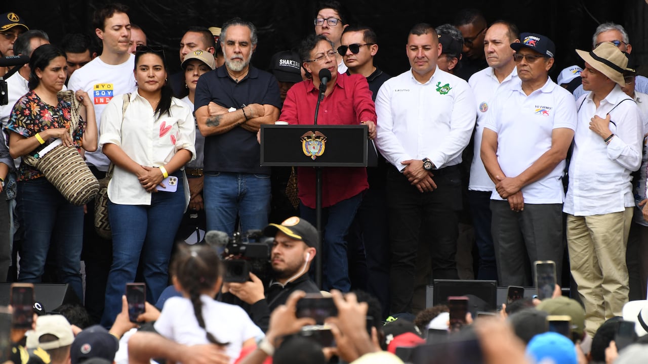 El presidente de la República, Gustavo Petro, durante un discurso en Medellín, en el marco del Día del Trabajo.