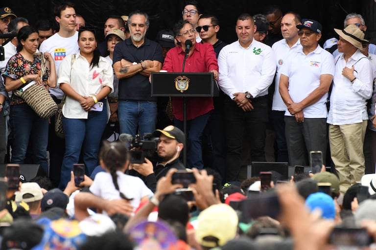 El presidente de la República, Gustavo Petro, durante un discurso en Medellín, en el marco del Día del Trabajo.