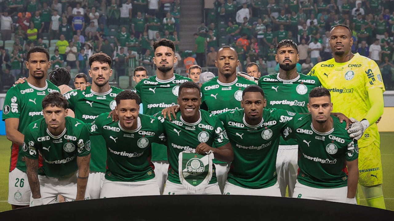 Jhon Arias (centro parte inferior) es uno de los hombres más destacados del Palmeiras.