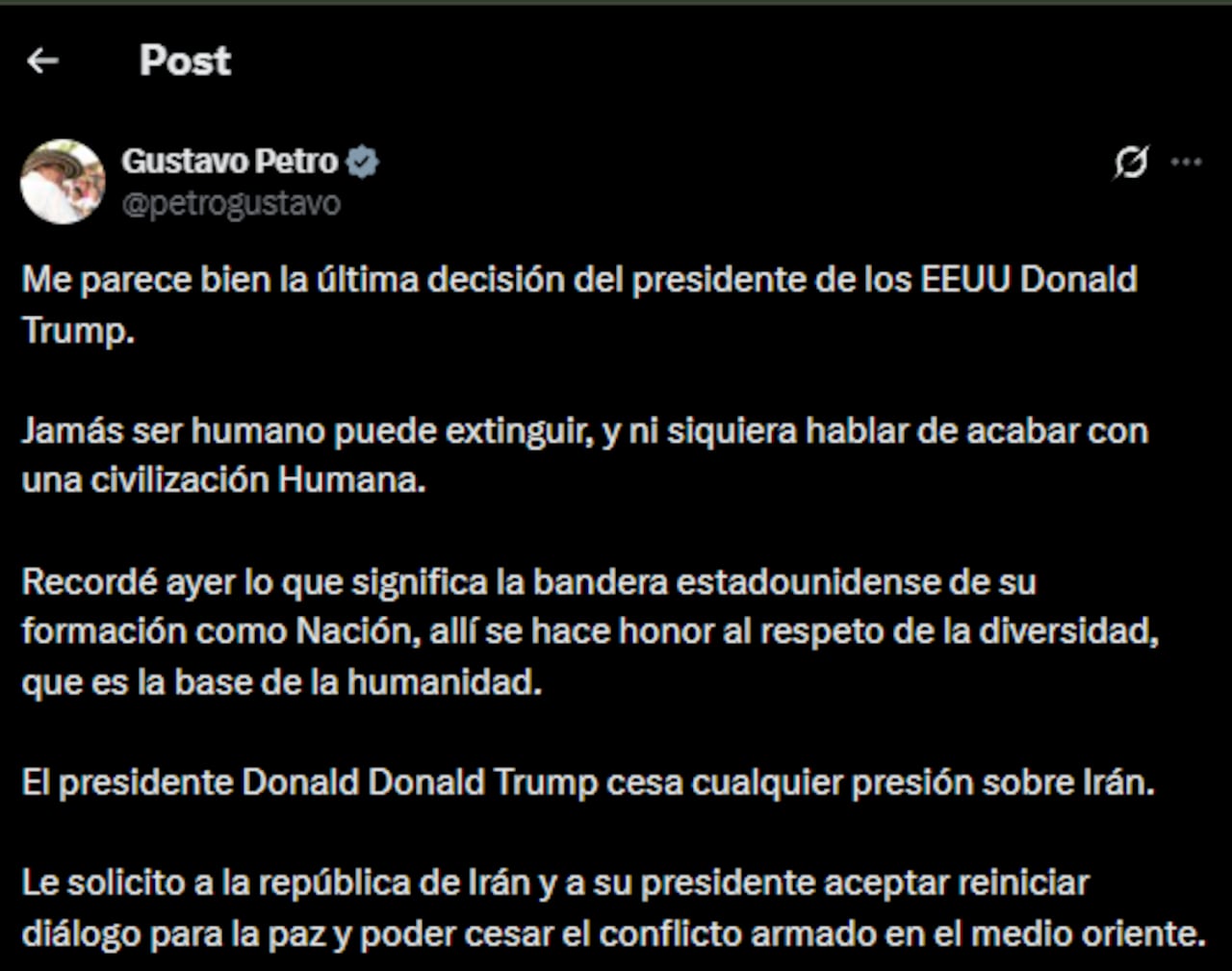 Gustavo Petro, se pronunció sobre la reciente decisión de Estados Unidos.