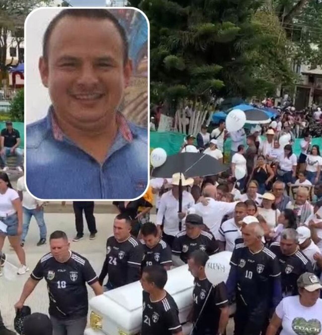 Los amigos y compañeros cargaron el féretro del líder social José Erlery Velasco al momento de llevarlo a la iglesia de Balboa para brindarle últimos adiós.