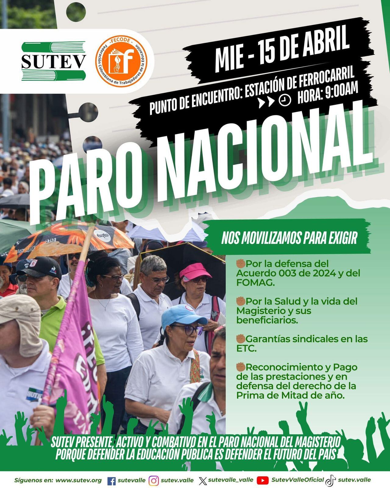 El Sindicato de Trabajadores de la Educación del Valle del Cauca se sumó al paro nacional.
