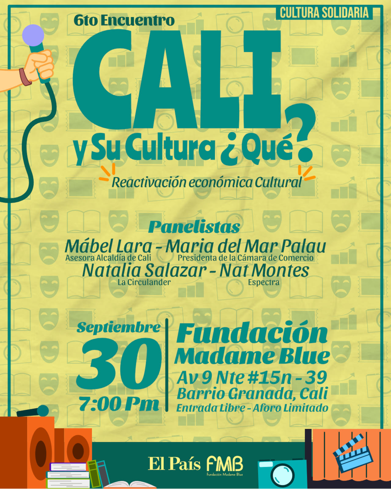 El próximo 30 de septiembre a las 7:00 p. m., en el barrio Granada, 'Cali, y su cultura ¡qué?'.