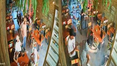 Momento del crimen en el restaurante del barrio El Peñón.