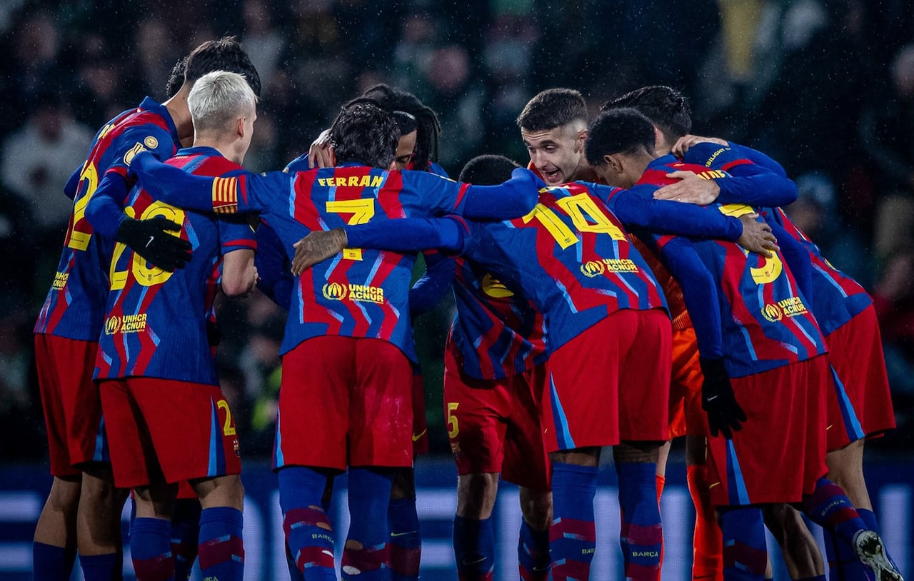 Jugadores del FC Barcelona durante el duelo de octavos de final de la Copa del Rey.