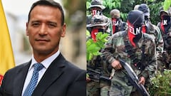 Pedro Sánchez, ministro de Defensa, y guerrilleros del ELN.