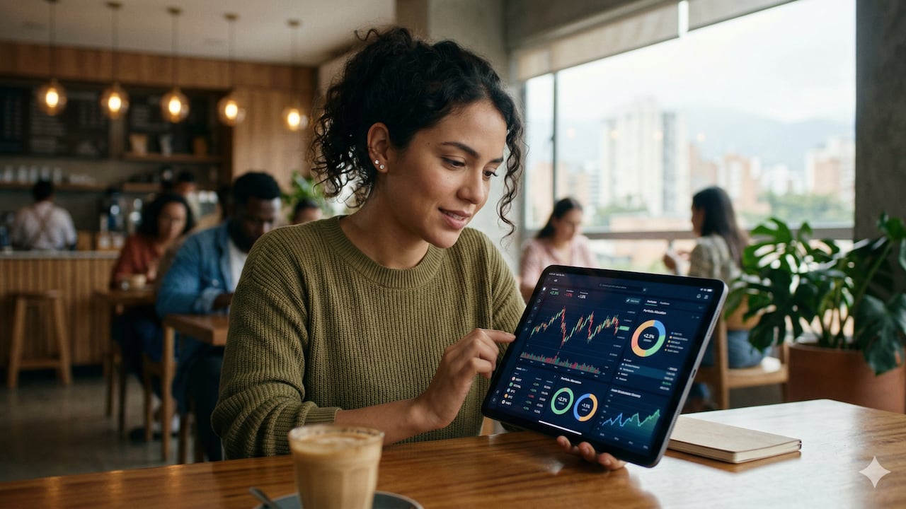 El uso de tecnología para facilitar las inversiones hace que cada día más colombianos confíen en estas alternativas. Foto creada con Gemini AI