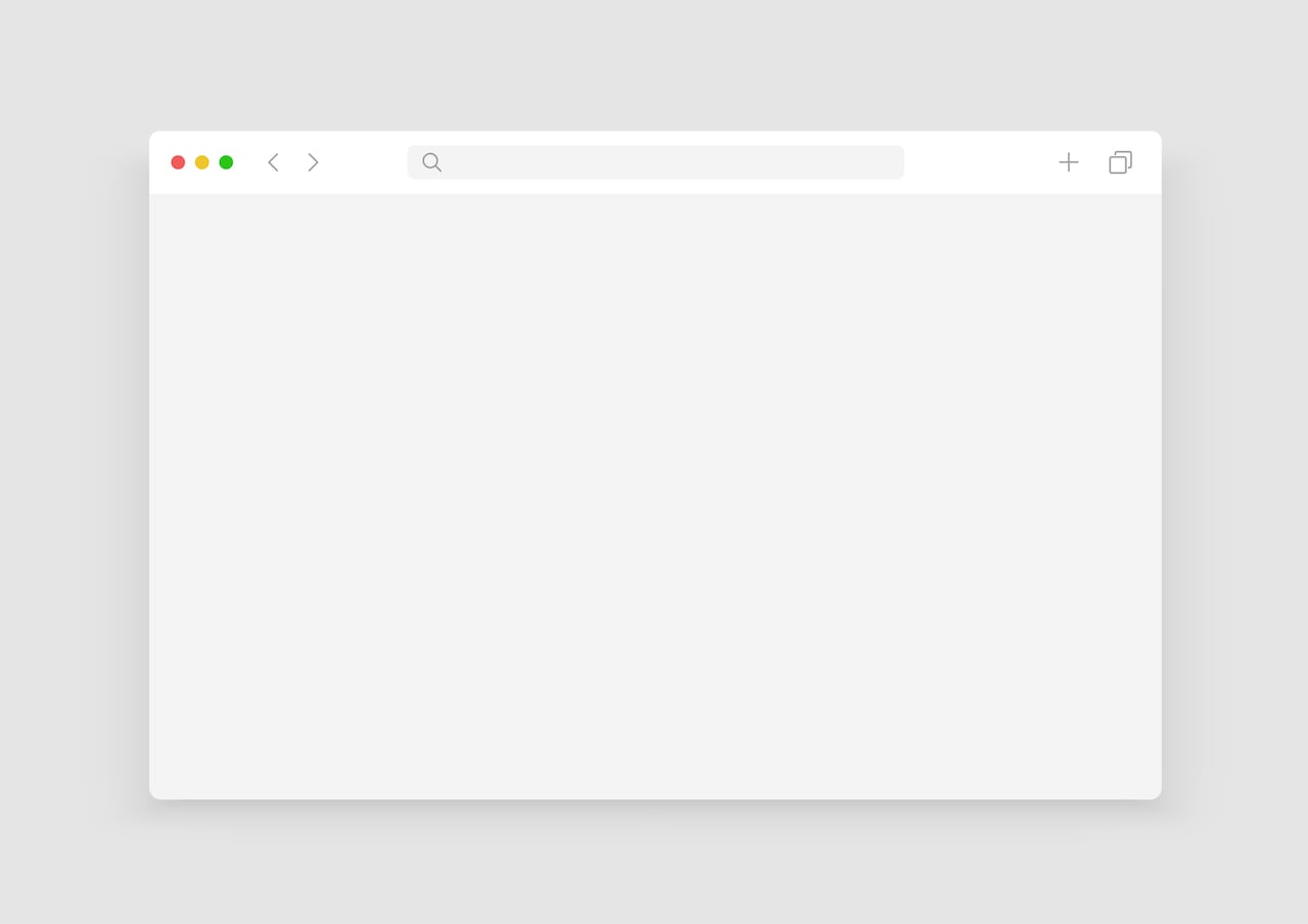 Web browser window mockup. User interface design template similar to chrome