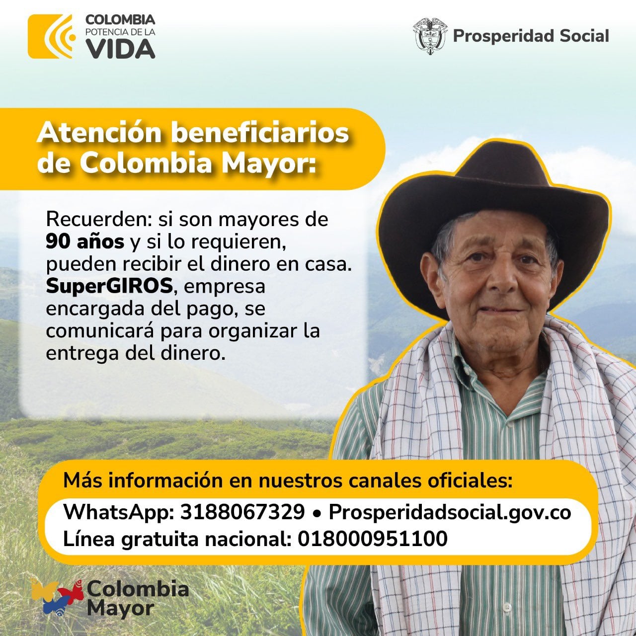 Así podrá reclamar el subsidio de Colombia Mayor de Prosperidad Social.