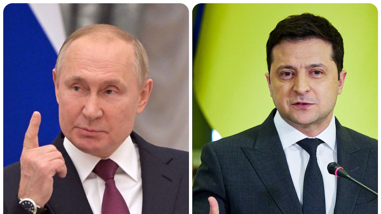 Presidente de Rusia, Vladimir Putin y de Ucrania, Volodímir Zelenski.