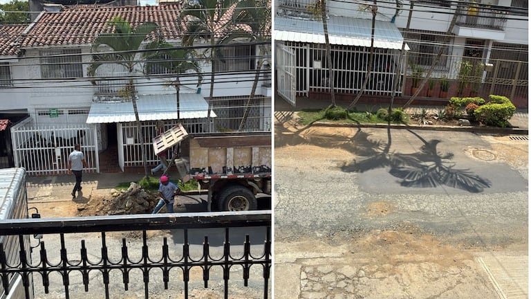 Antes y después de la obra en la Carrera 62 B # 9-71 del barrio El Limonar.