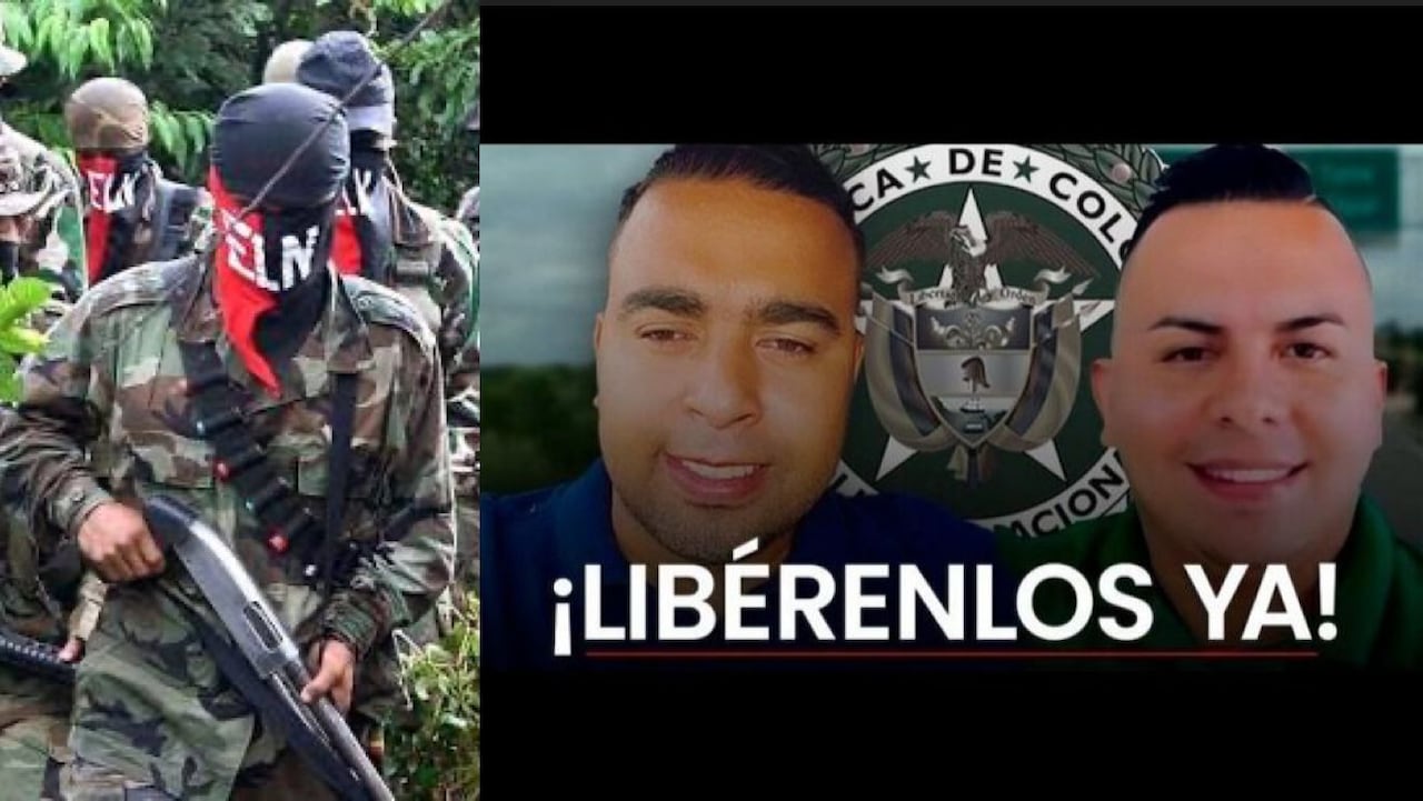 Subintendente Franque Esley Hoyos Murcia y el patrullero Yordyn Fabián Pérez Mendoza, secuestrados por el ELN.