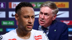 Neymar y Carlo Ancelotti. Estrella y seleccionador no se juntarán a tres meses del Mundial 2026