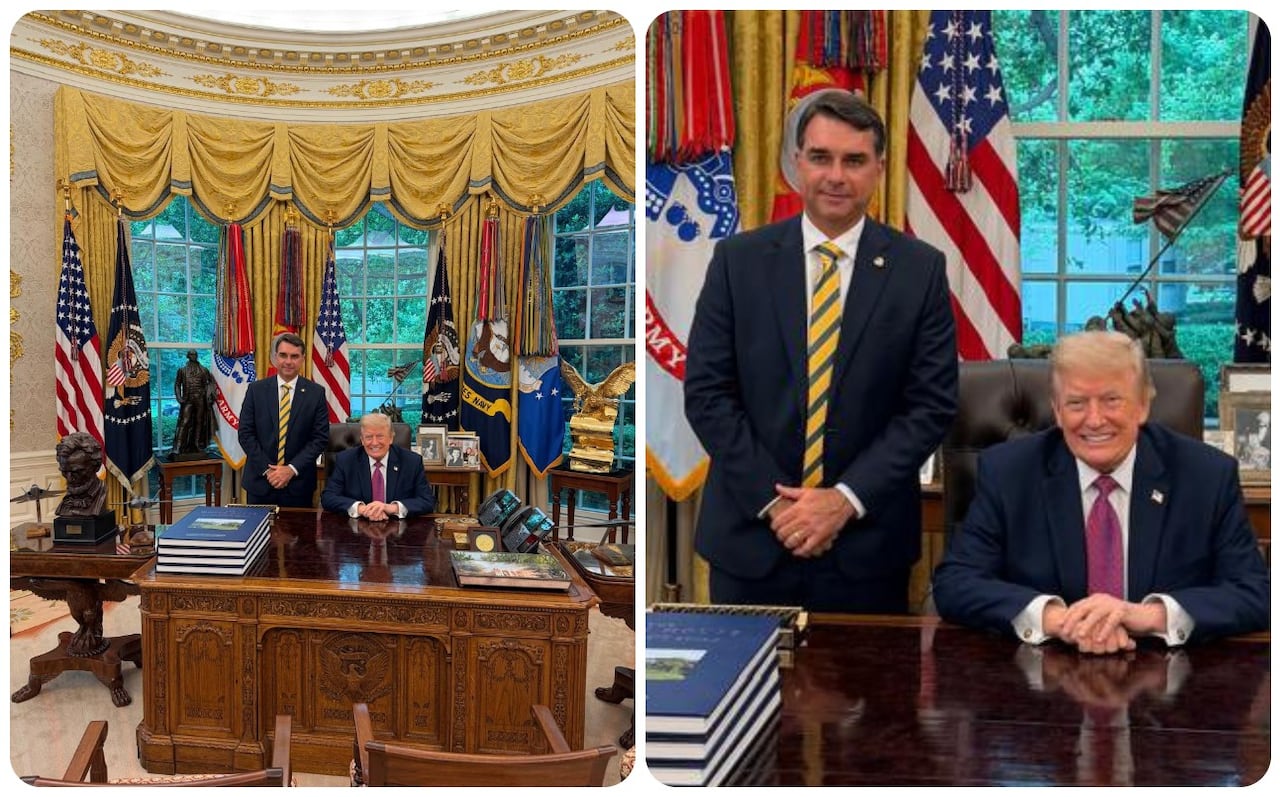 Flavio Bolsonaro junto a Donald Trump