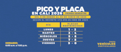 Así es la rotación del pico y placa para Cali durante el primer semestre 2026.