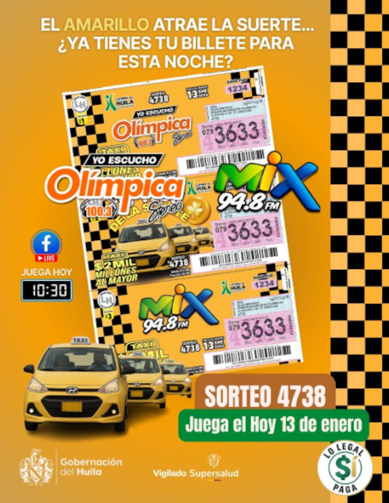 Lotería del Huila y el billete amarillo puede ser el que marque tu destino.