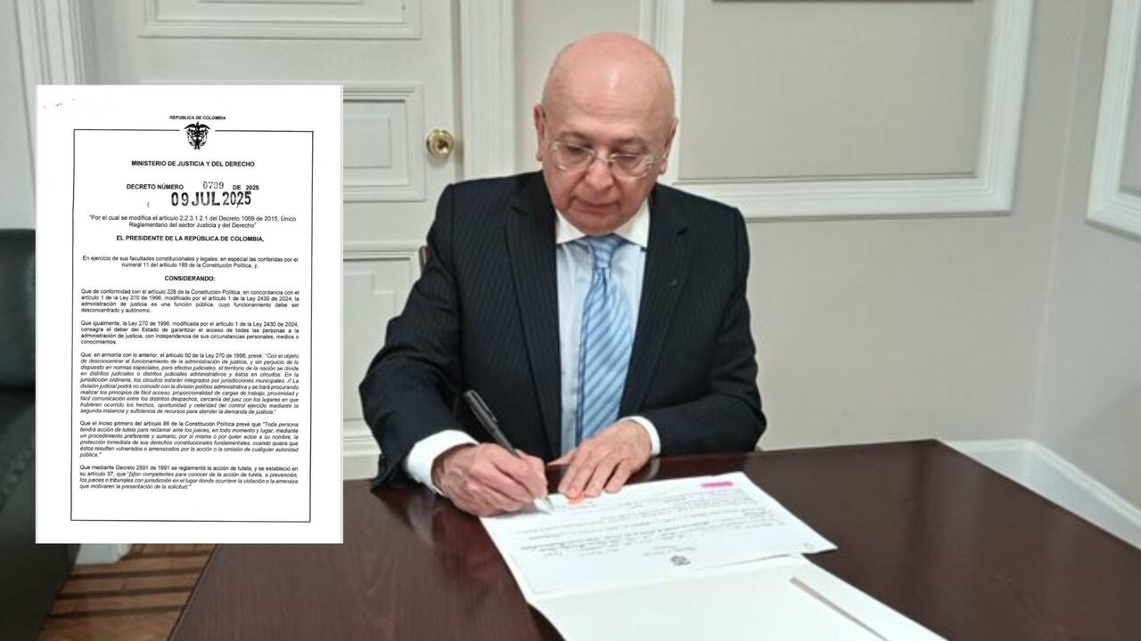El ministro de Justicia, Eduardo Montealegre, firmó este decreto que le da la competencia a jueces de circuito para revisar tutelas contra el presidente de la República.