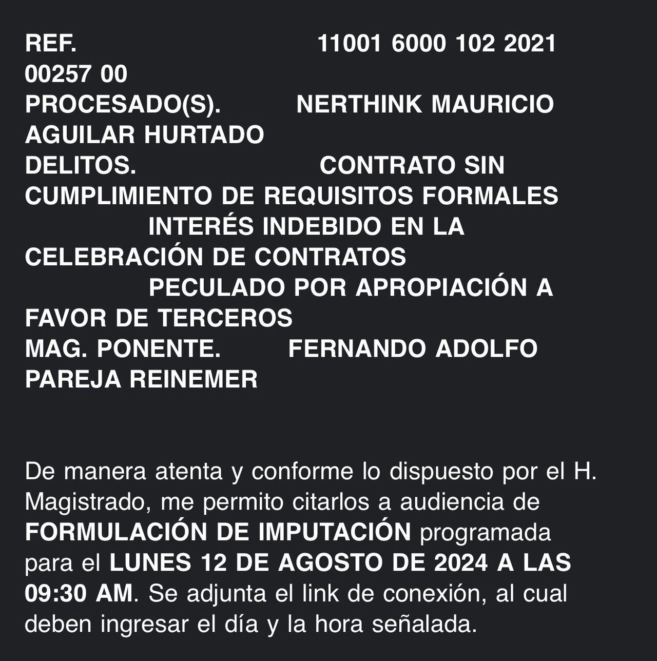 Fiscalía imputará cargos contra el exgobernador de Santander, Mauricio Aguilar, por corrupción en contratos.