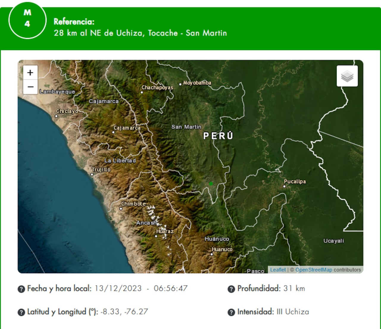 Reporte del Instituto Geofísico del Perú