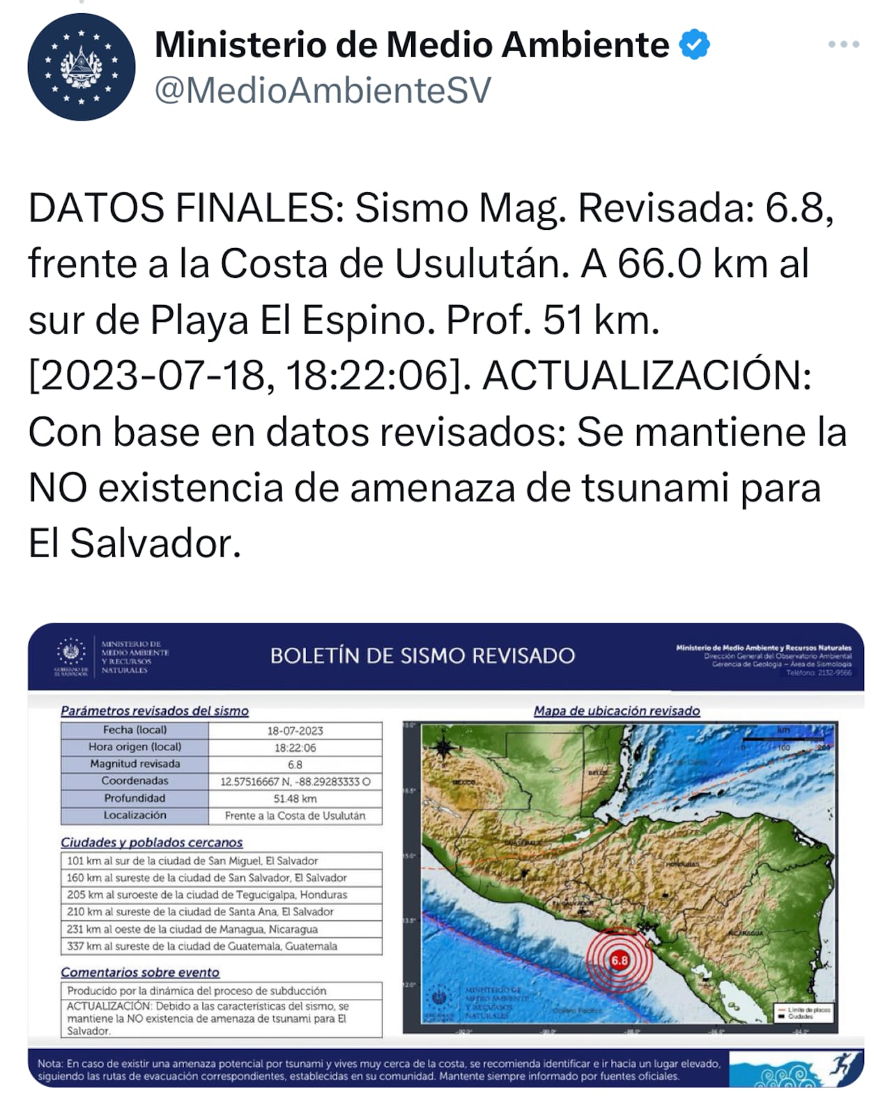 Temblor Salvador. Foto: Captura de pantalla Twitter @MedioAmbientesv