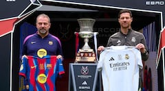 Xabi Alonso (der.) y Hansi Flick previo a la final de la Supercopa de España del pasado 11 de enero de 2026.