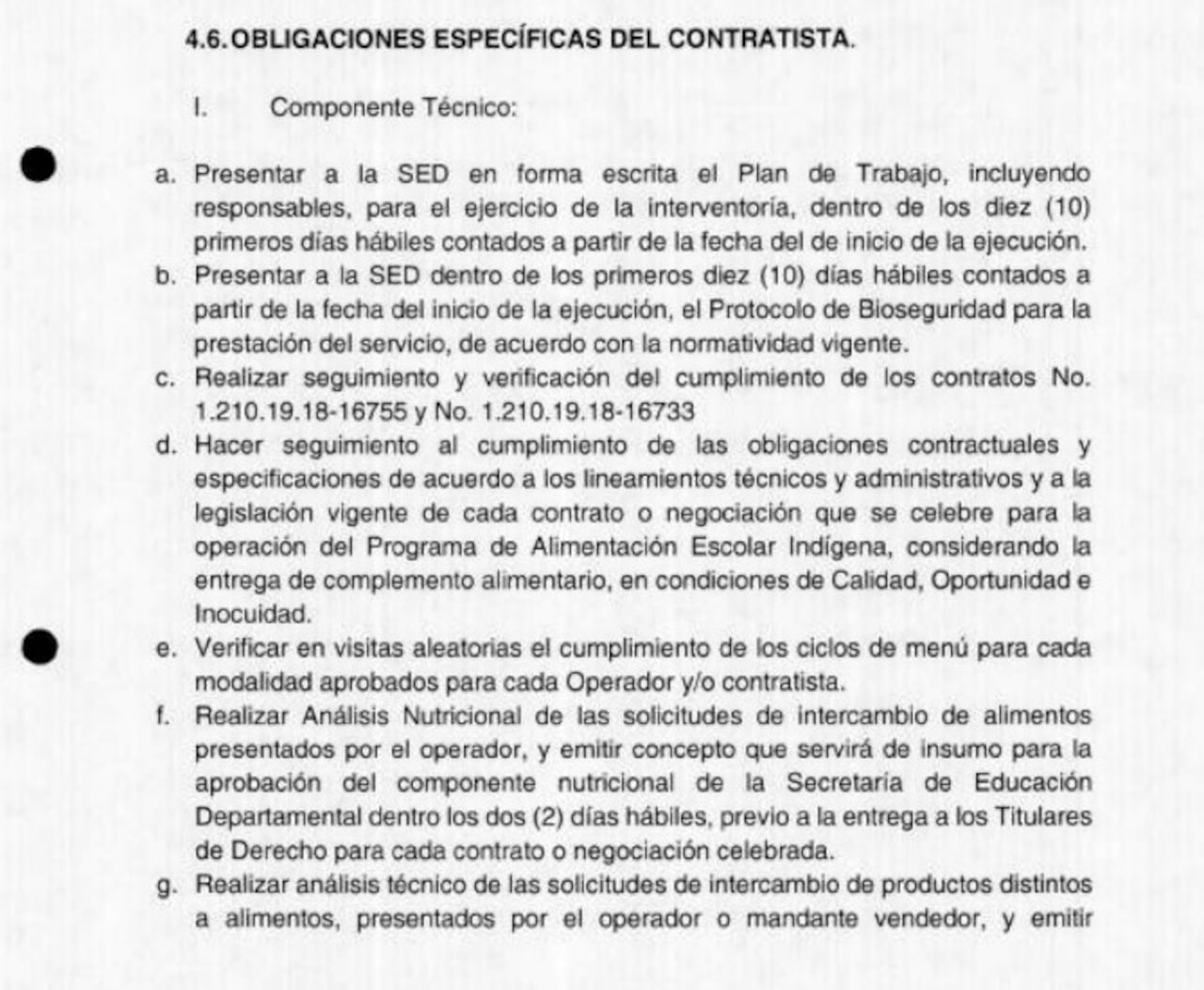 Estas son algunas de las obligaciones específicas del contratista que realice la interventoría del PAE indígena en el Valle del Cauca.