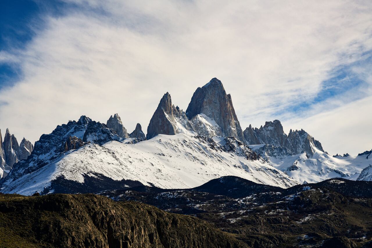 Vista general del Monte Fitz Roy, cerca de El Chaltén, Argentina.