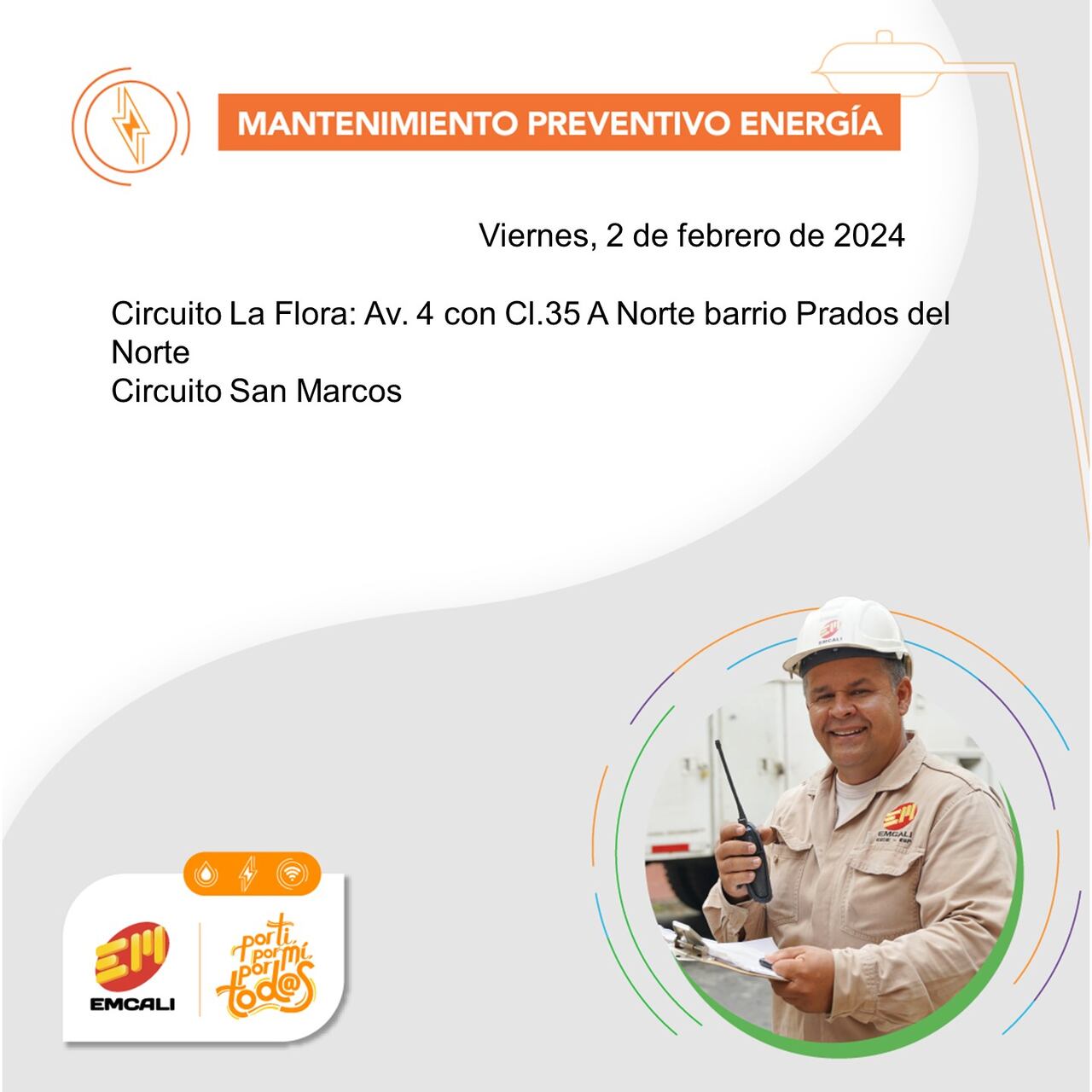 Estos son los cortes de energía programados para este viernes, 2 de febrero.