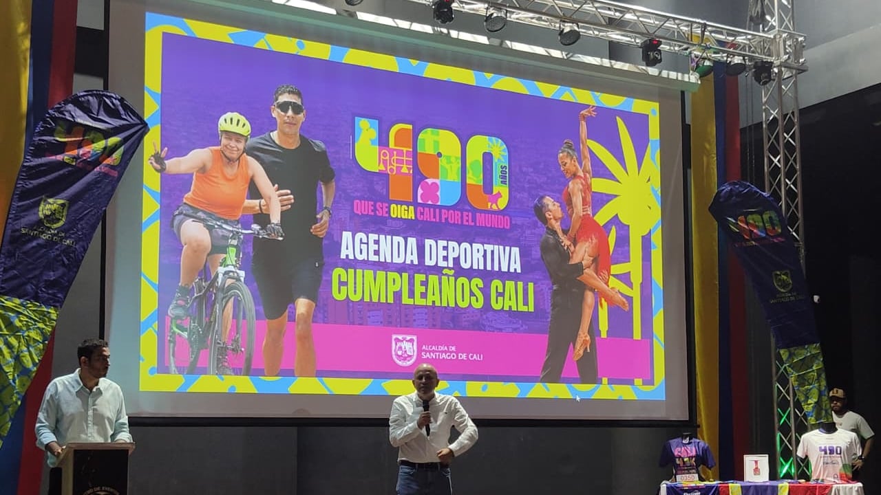 Alexander Camacho Erazo, secretario del Deporte, en el lanzamiento de la Semana Deportiva Cali 490.