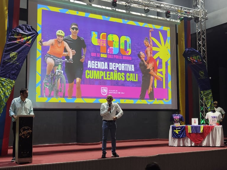 Alexander Camacho Erazo, secretario del Deporte, en el lanzamiento de la Semana Deportiva Cali 490.