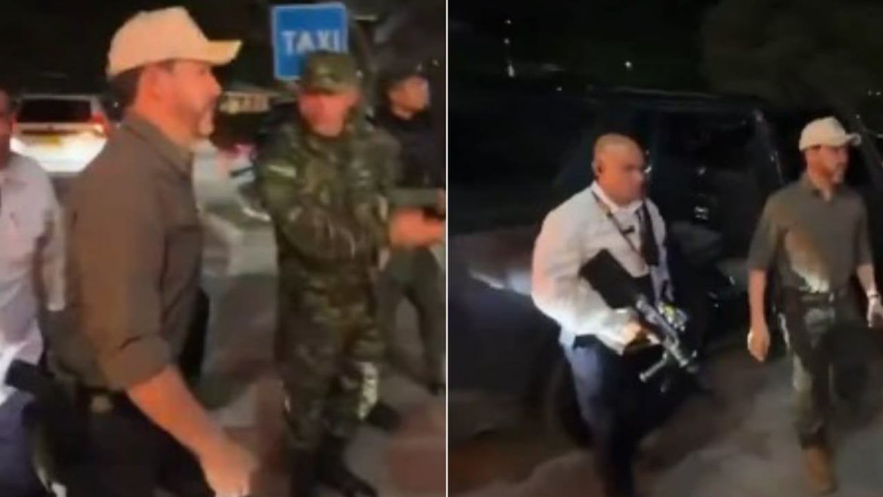 De la Espriella fue visto con chaleco, su propia pistola y rodeado de escoltas.