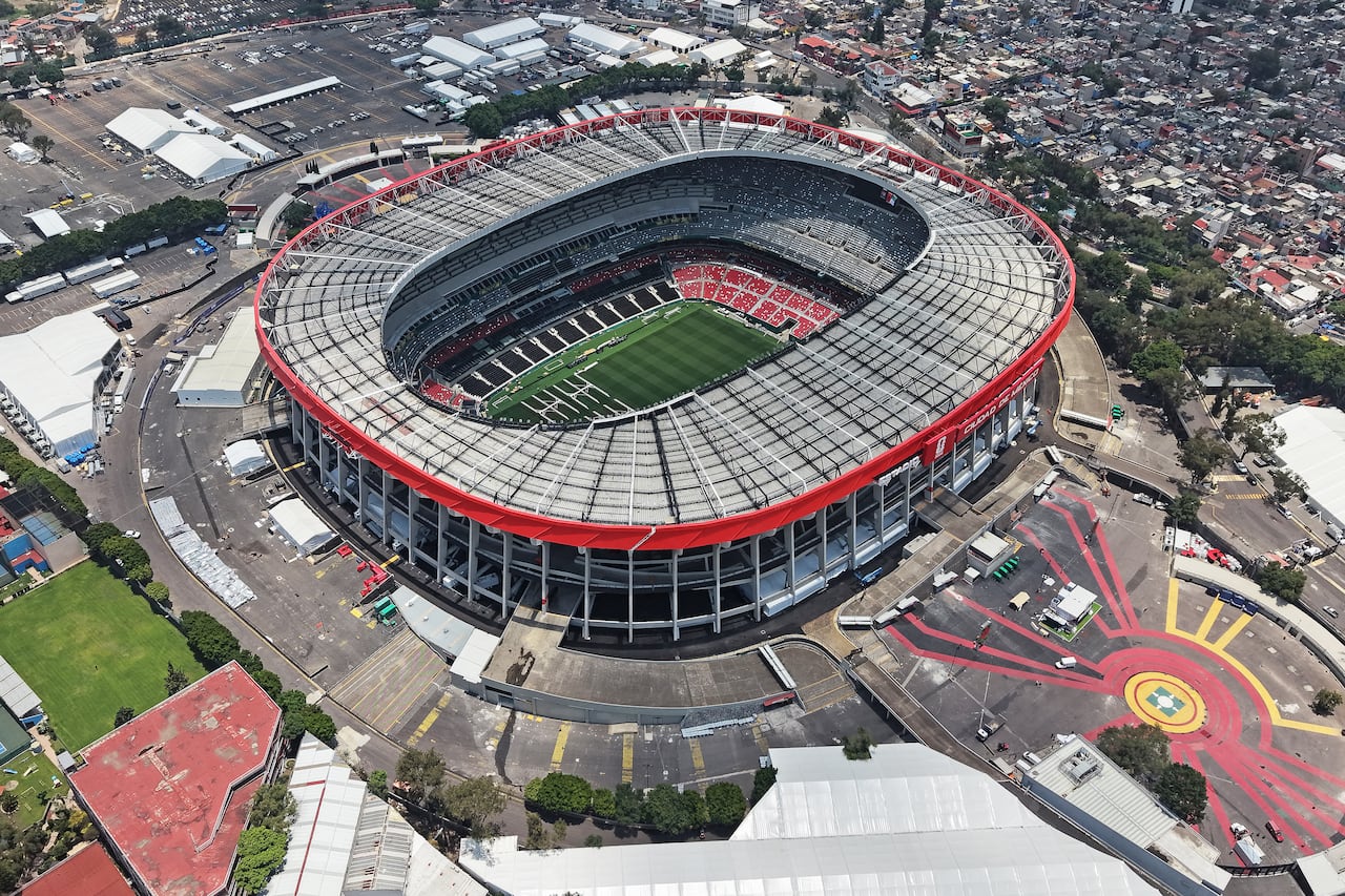 Esta vista aérea muestra el Estadio de la Ciudad de México, renombrado anteriormente como Estadio Azteca (o Estadio Banorte) para la Copa Mundial de la FIFA, en la Ciudad de México el 28 de mayo de 2026. (Foto de Carl DE SOUZA / AFP)
