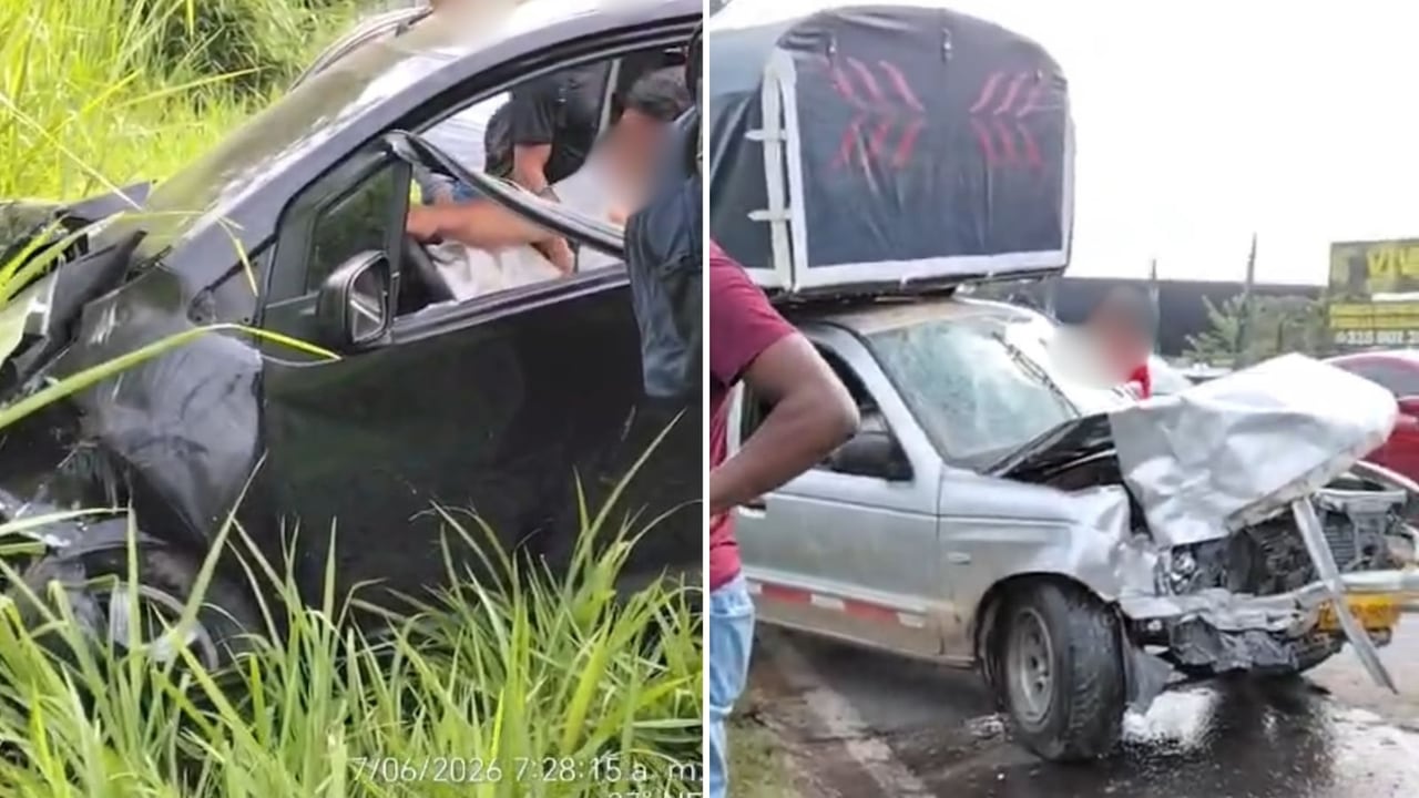 Dos conductores resultaron lesionados tras un choque registrado en la vía Cali-Jamundí, luego de que un vehículo cruzara el separador vial e invadiera el carril contrario.