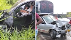 Dos conductores resultaron lesionados tras un choque registrado en la vía Cali-Jamundí, luego de que un vehículo cruzara el separador vial e invadiera el carril contrario.