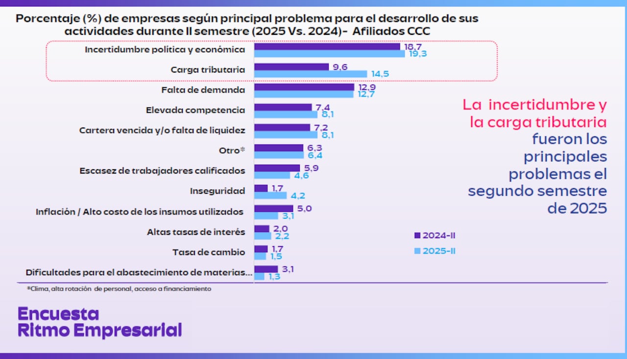 Principales problemas registrados en las empresas en el segundo semestre de 2025.