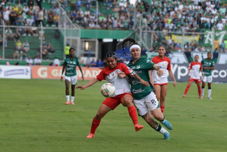 Imagen de la final de vuelta de la Liga Femenina 2025, entre Deportivo Cali e Independiente Santa Fe.