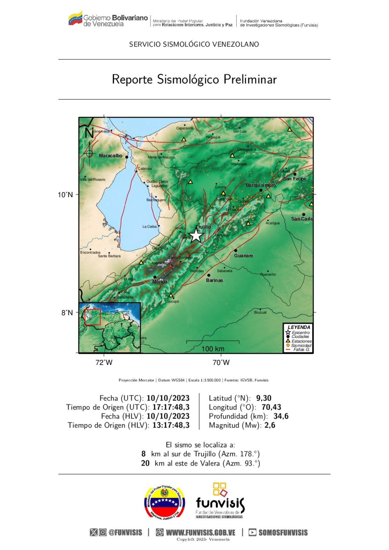 Nuevo registro de FUNVISIS sobre el más reciente temblor.