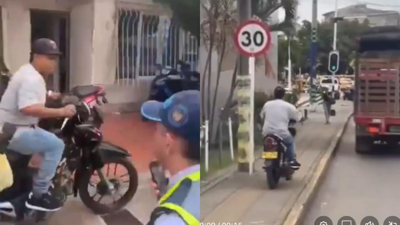 Un hombre en motocicleta amenazó con arma cortopunzante a agente de tránsito.