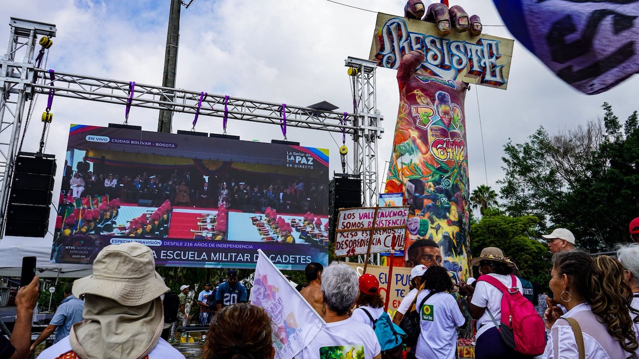 Manifestantes en Puerto Rellena hoy, 20 de julio del 2026.