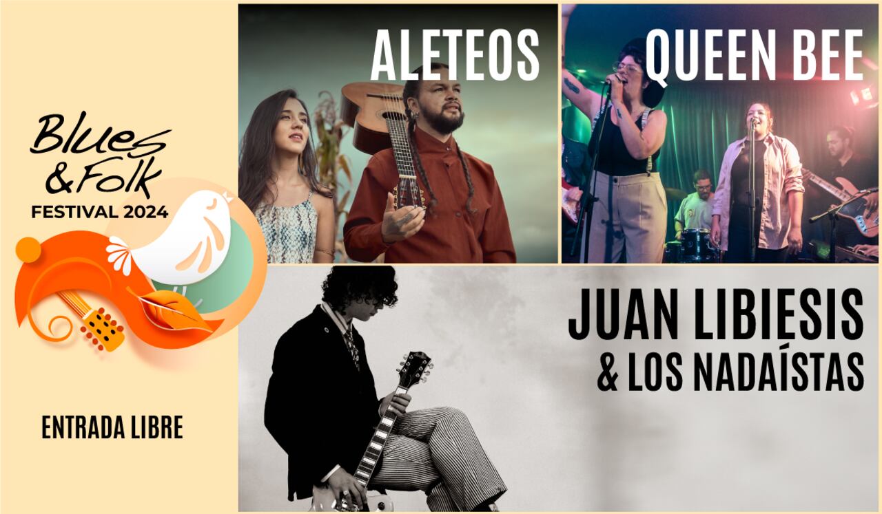 Aleteos, un dúo musical de El Carmen de Viboral, Antioquia; Queen Bee, que fusiona el blues tradicional con letras que reflejan experiencias personales y colectivas y Juan Liebesis y los Nadaístas quienes explorarán el lenguaje melódico y armónico del jump blues, New Orleans blues y el Chicago blues de postguerra.